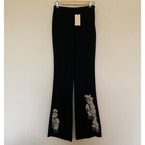 NWT Cinq a Sept 5 a 7 Candace Floral Beaded Embellished Flare Pants 0 $465 Luxe